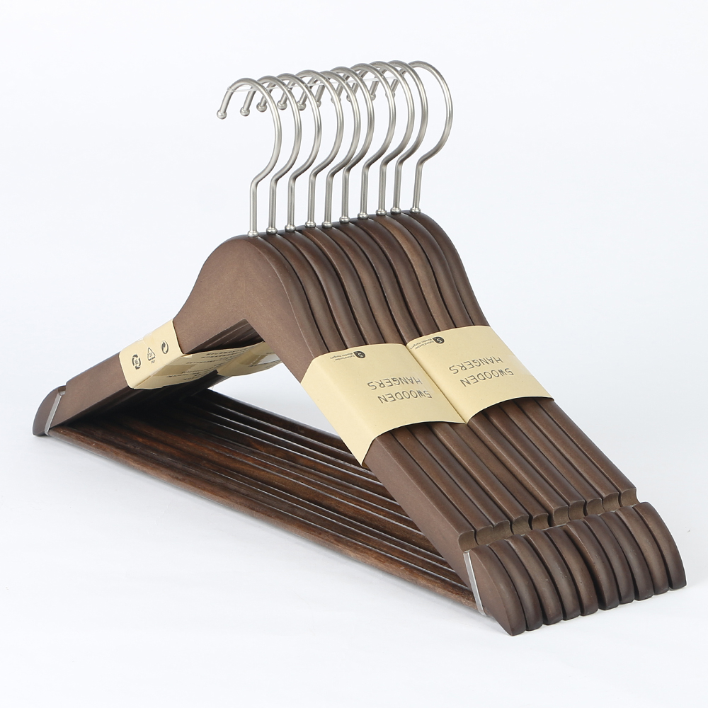 复古实木衣架家用挂衣无痕防肩角晾防滑晒衣撑子宽肩收纳酒店专用