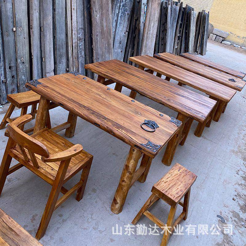 老木榆风化民宿台家具办公茶茶桌老UVK榆木茶桌原老门板阳台户木