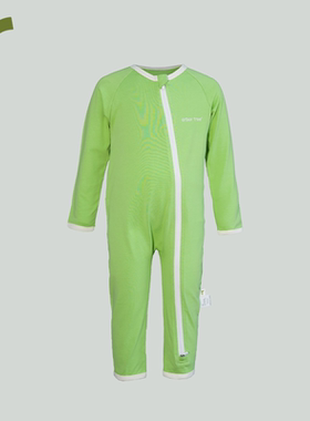 ArborTree 100%有机棉男女宝宝春秋款斜拉链长袖连体衣 保暖亲肤