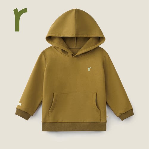 乔木100%有机棉童连帽卫衣秋冬