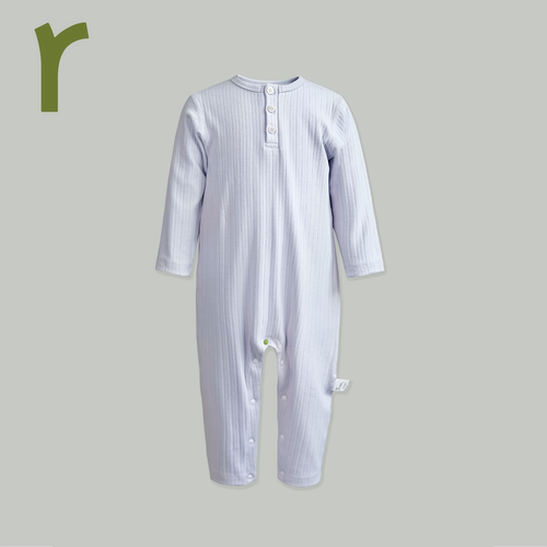 ArborTree 100%敦煌有机棉男女宝舒绒坑条长袖连体衣爬服