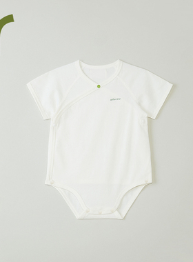 ArborTree 100%天然有机棉宝宝短袖偏襟三角爬服天然有机吸湿排汗