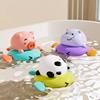 Wind-up toy play in water, panda, pig, hippo