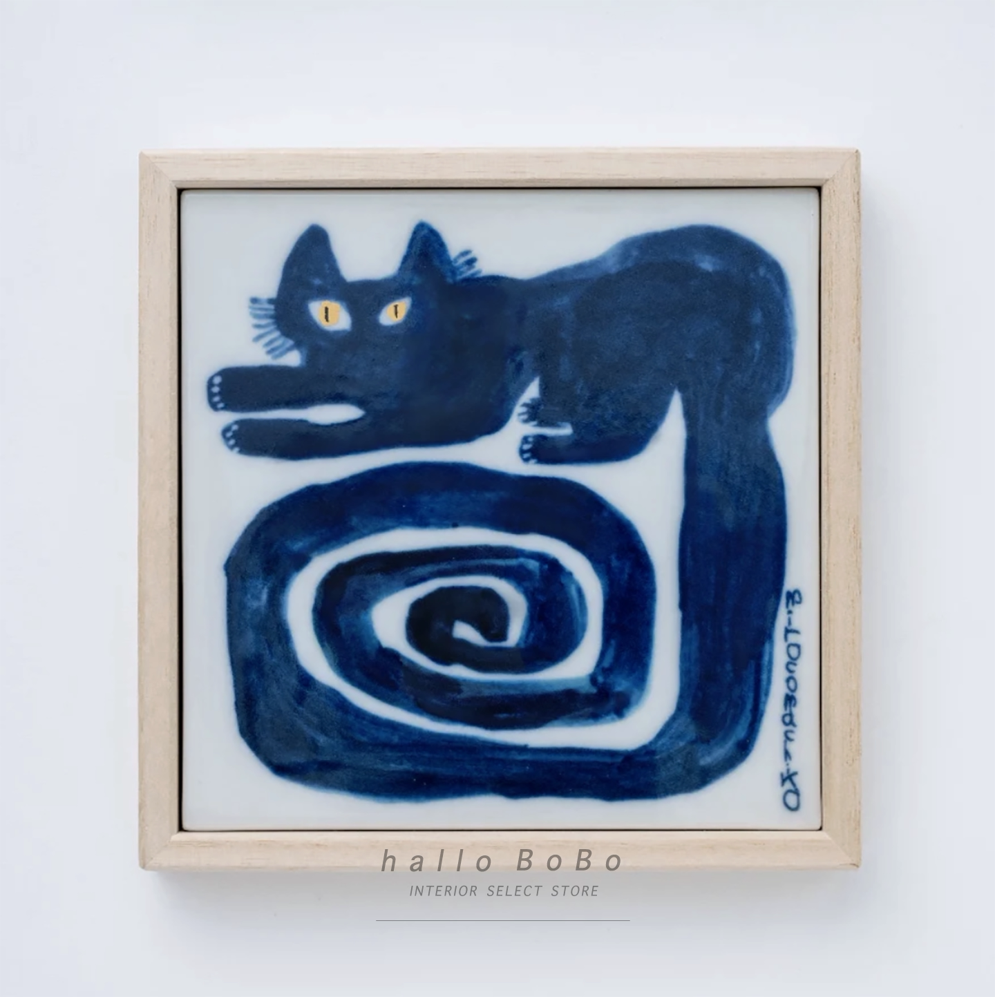 日本濑户烧手绘猫咪陶瓷挂画礼盒