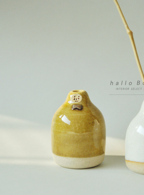 【粉丝折扣】现货日本丹波窑绅士可爱表情花瓶