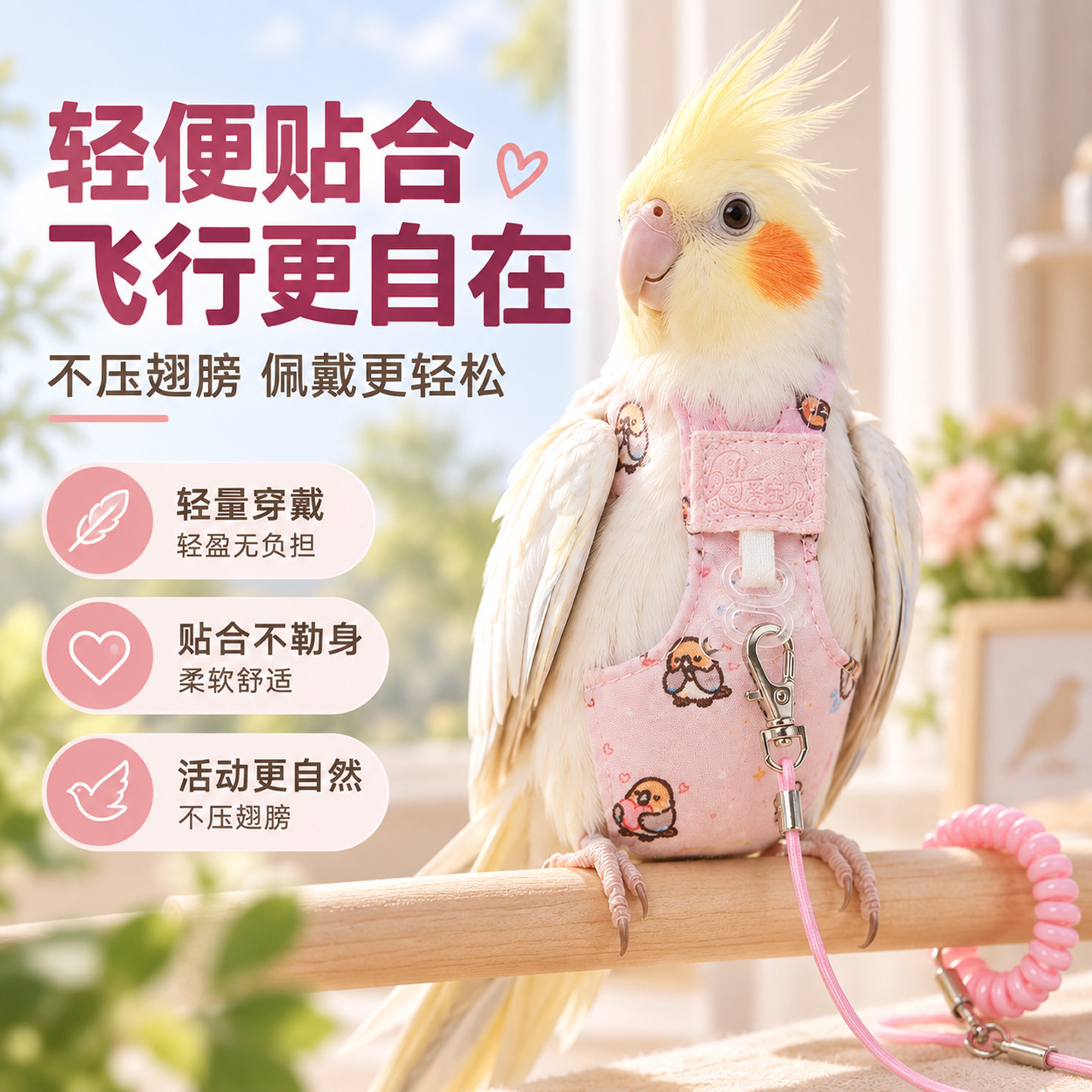 鹦鹉屎兜尿不湿小鸟外出衣服牵引绳玄凤虎皮飞行服放飞绳拉屎神器