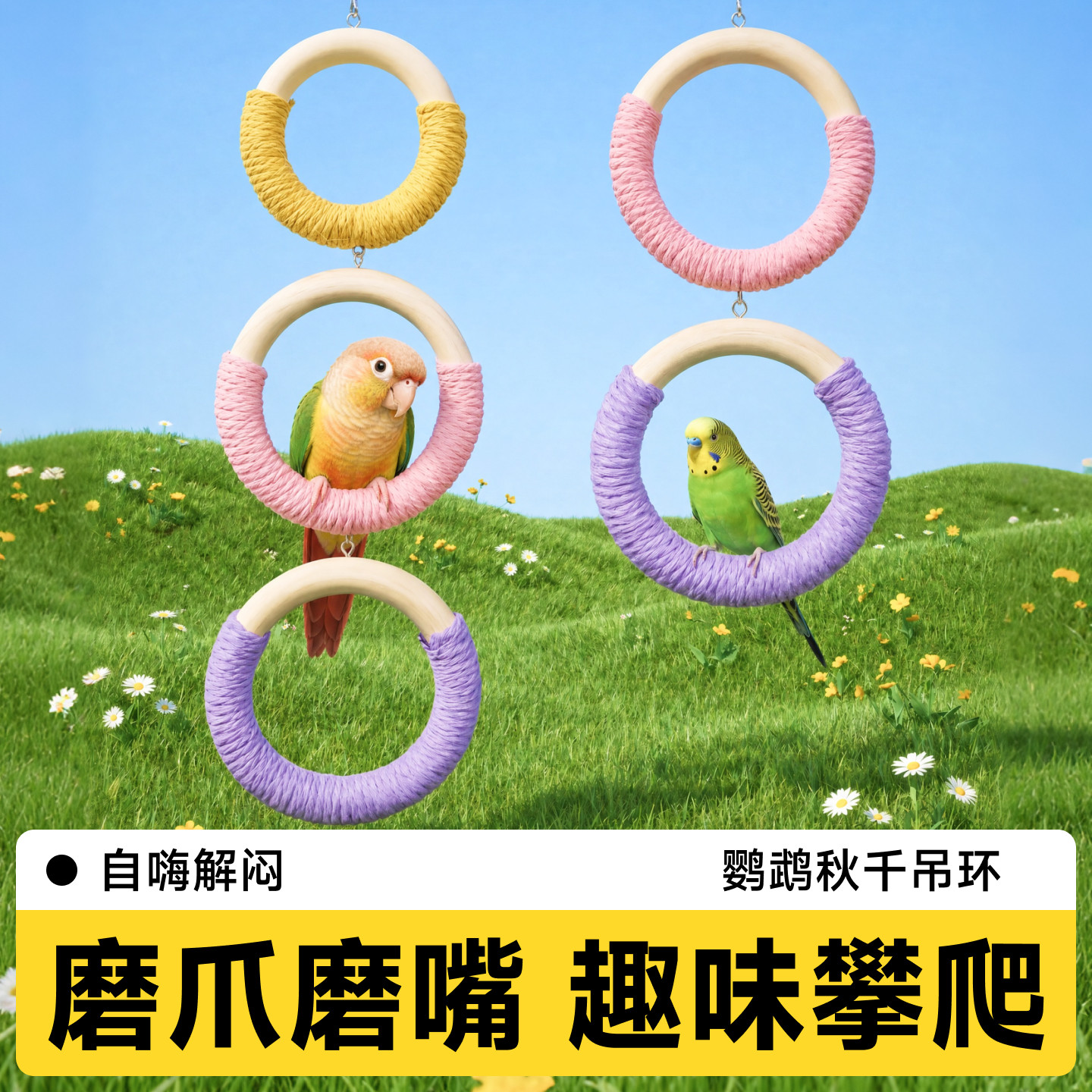 鹦鹉玩具鸟秋千吊环解闷自嗨攀爬图片