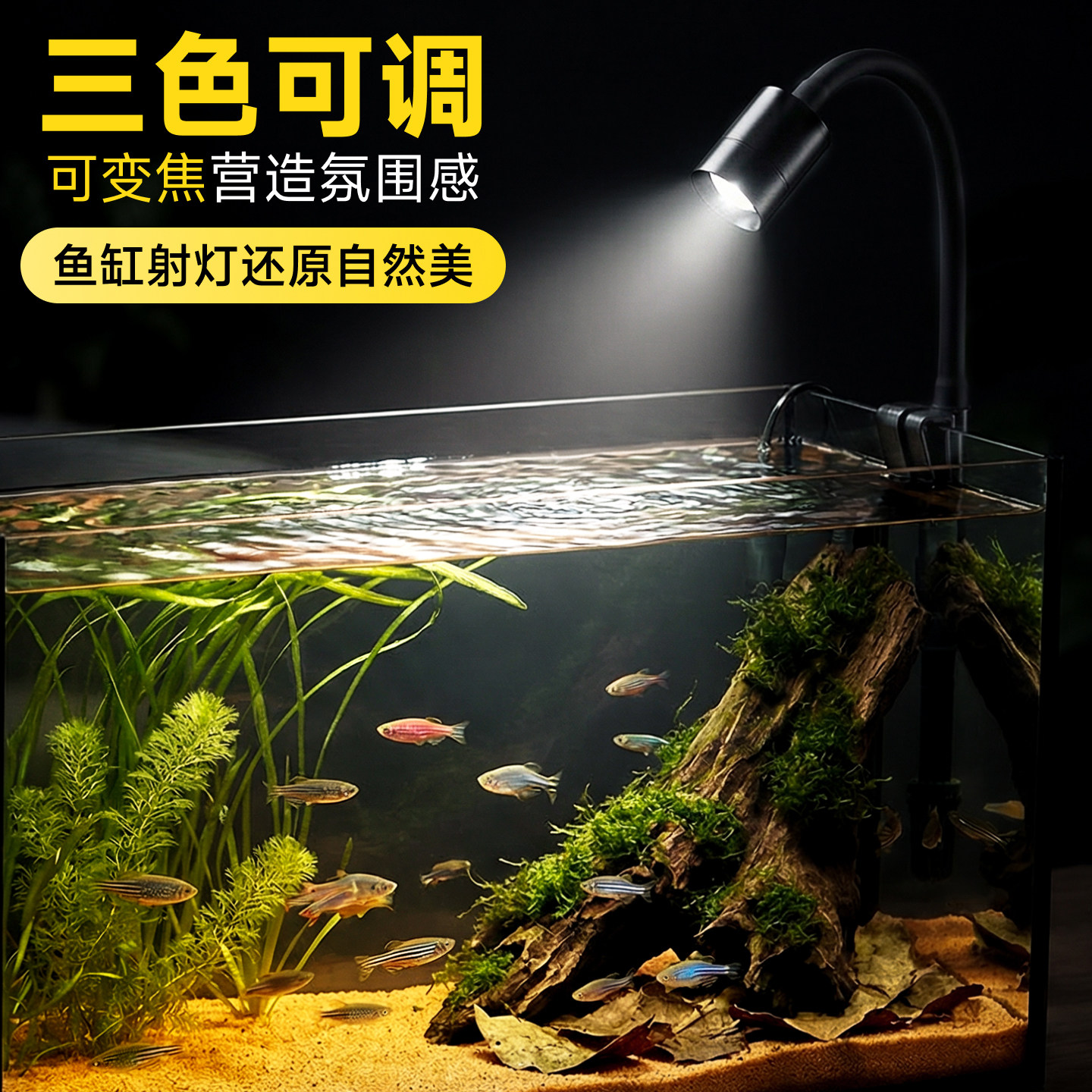 鱼缸灯新款led氛围迷你小射灯小型照明专用水族箱水草增艳观赏灯