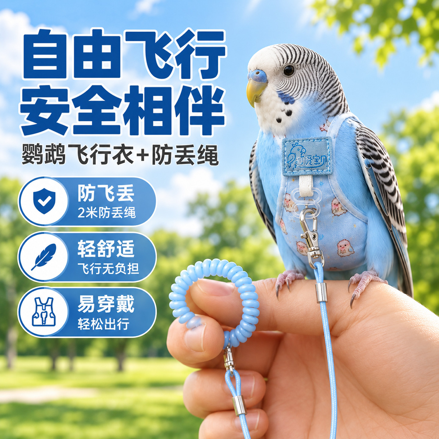 鹦鹉尿不湿屎兜牵引绳胸背小鸟外出背带玄凤虎皮和尚放飞绳飞行服