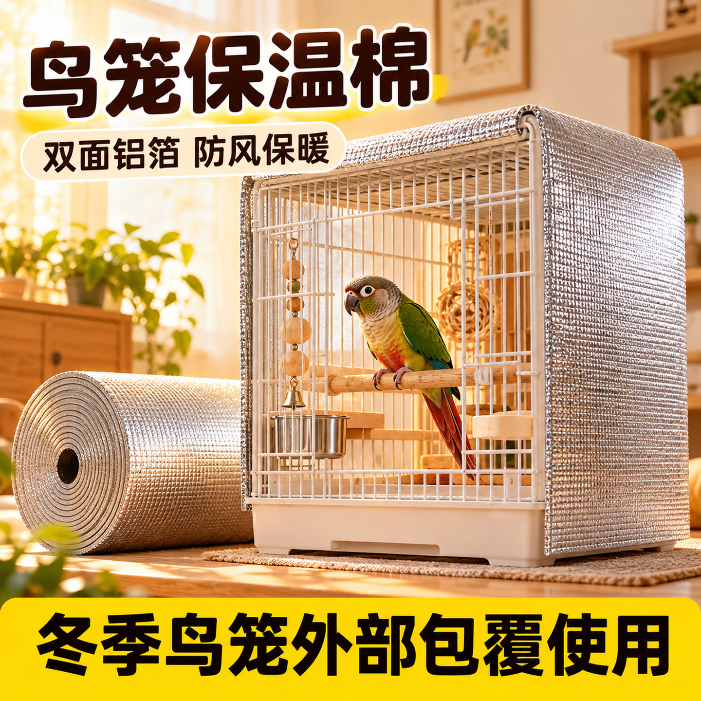 鹦鹉鸟笼保温罩保暖棉专用遮光笼衣双面铝膜防寒挡风鸟用过冬神器
