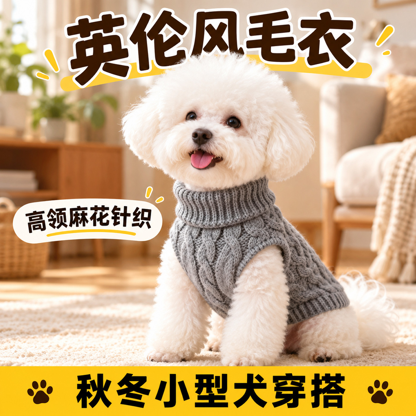 狗狗保暖衣比熊雪纳瑞宠物小型犬衣服秋冬款麻花毛衣防着凉针织衫