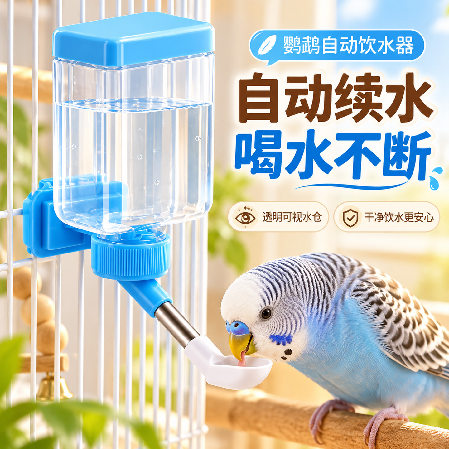 鹦鹉饮水器鸟用自动喂水器水壶耐用可拆洗防漏不渗水鸟类喝水用品