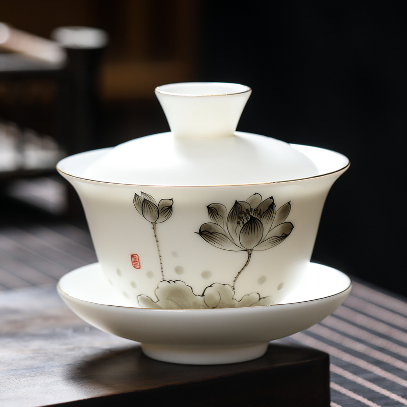 三才盖碗薄胎瓷MULTIPOTENT手绘
