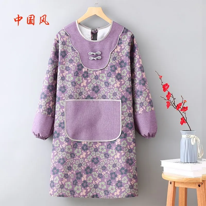 长袖围裙女中式家用厨房做饭防油污耐磨餐饮做饭罩衣女外穿工作服,家庭/个人清洁工具,围裙套装,淘宝优惠券,粉丝福利购,淘宝优惠卷