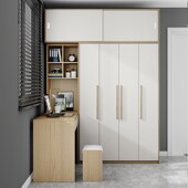 中式 小户型出租房卧室家用L型转角电脑桌衣柜一体连体书桌写字台