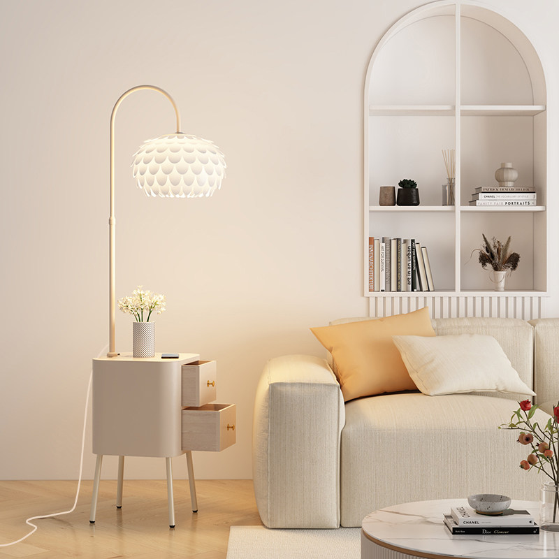 精选奶油风床头柜落地灯卧室客厅法式氛围高级感轻奢边几置物台灯