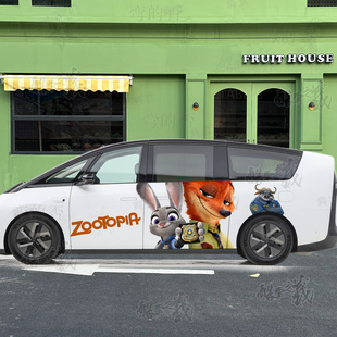 适用理想MEGA车贴疯狂动物城i6 饰贴纸拉花 i8卡通朱迪尼克车身装