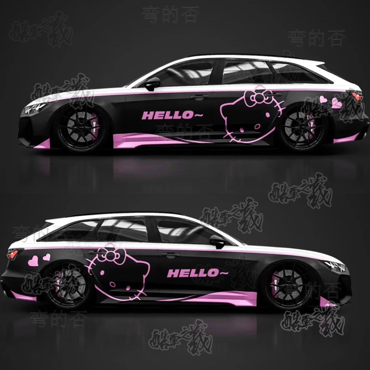 适用于奥迪RS6车贴hello kitty凯蒂猫奔驰卡通汽车身装饰贴纸拉花