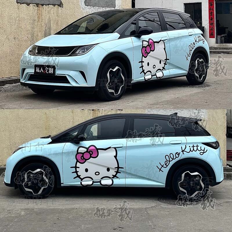 适用比亚迪海鸥车贴HelloKitty车贴KT猫车身贴海豚零跑ID3贴画纸