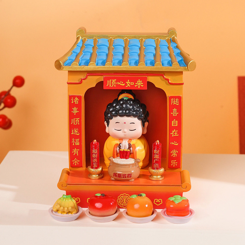 神龛工位拜财神爷供桌办公室创意搭子装饰迷你香案台文创招财摆件图片