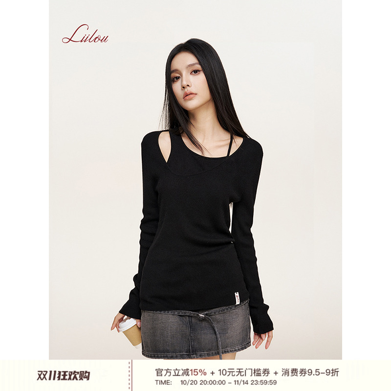 Liilou假两件针织长袖
