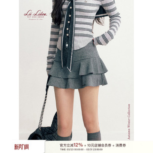 软糯舒适双层荷叶边下摆A字短半裙 松弛感 梁田同款 Liilou