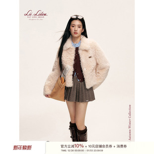 仿羊羔毛翻领皮毛一体温暖毛绒简约短款 松弛感 外套 25aw Liilou