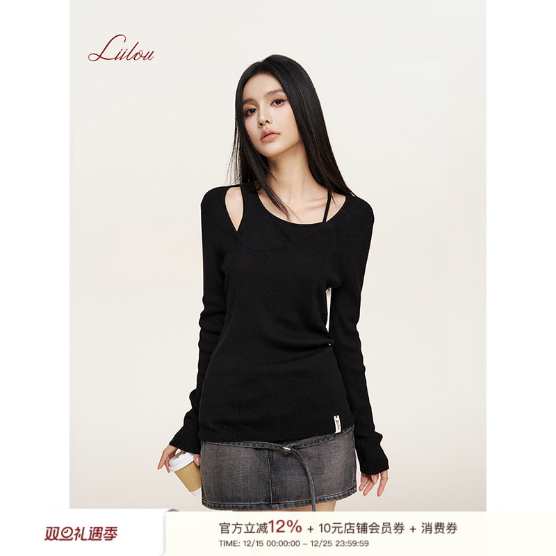 Liilou假两件针织长袖