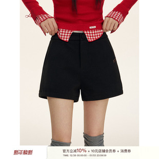 加厚百搭高腰直筒A字秋冬百搭短裤 Liilou 质感毛呢 fit clean