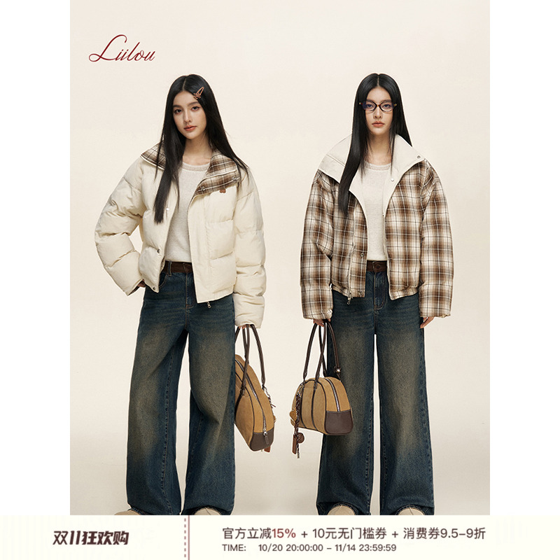 Liilou双面穿面包服棉衣短款外套