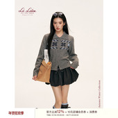 Fair Isle 50羊毛 Liilou 费尔岛镂空提花翻领针织毛衣开衫