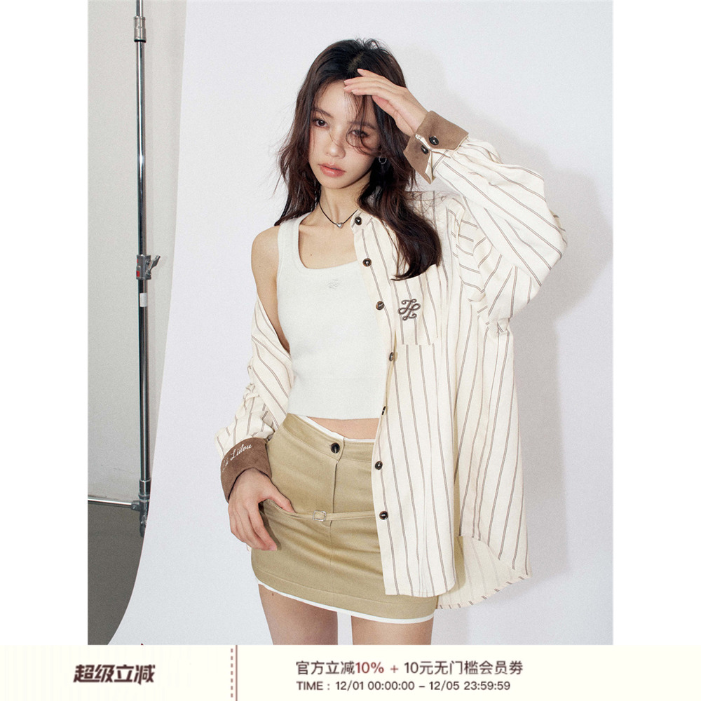 Liilou宽松休闲长袖衬衫