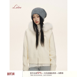 连帽狐狸毛大毛领拉链设计针织外套 可拆卸毛领 Liilou 极简从绒