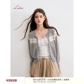 费尔岛 图案提花 轻薄复古撞色提花插肩袖 Liilou 针织开衫