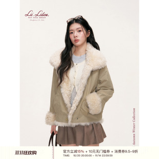 羊羔毛拼接 旷野艺术家 宽松舒适翻领派克服外套 25aw Liilou