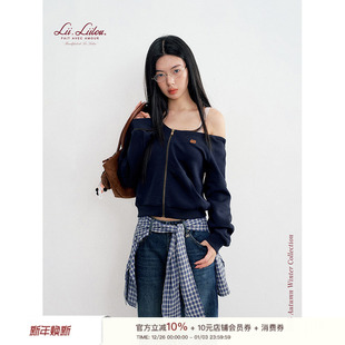 云感莫代尔空气层 松弛感 斜肩拉链连帽宽松卫衣 25aw Liilou