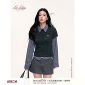 真两件 高智感 复古学院格纹衬衫 针织短袖 陈思佚同款 套装 Liilou