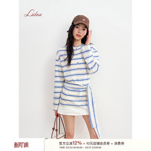 软糯肌理麻感圆领宽松长袖 腰部绑带 T恤 慵懒松弛 Liilou