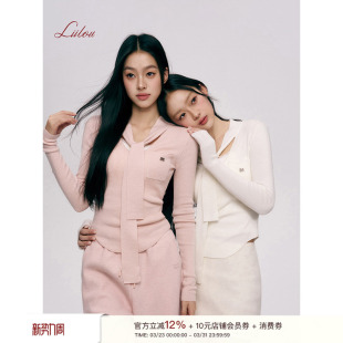 V领绑带针织长袖 Liilou 混纺羊毛 fit 打底上衣 clean