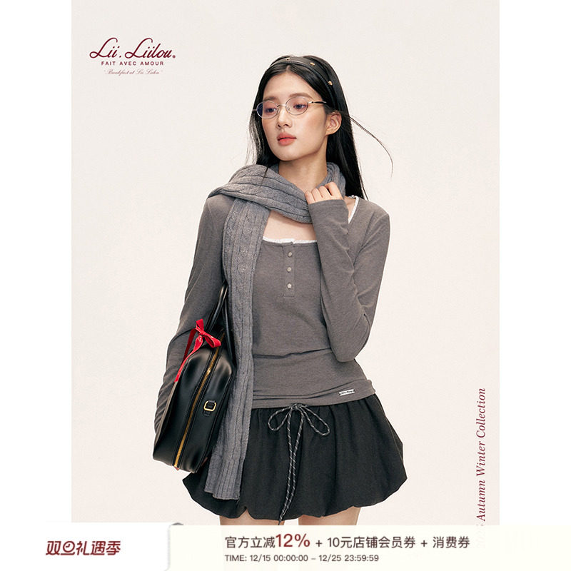 花边软糯磨毛加厚方领长袖打底