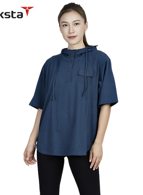 Treksta特锐思达 防褶皱吸湿排汗宽松连帽T恤 SM-TS32662