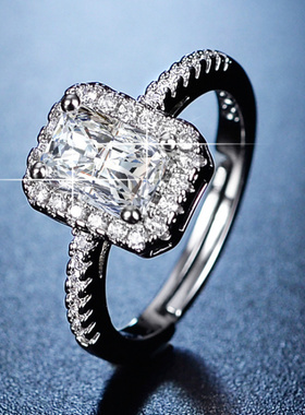 新款百搭四爪公主方包锆石戒指女