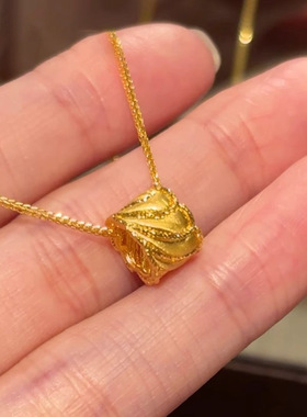 中古轻奢金色猫眼小蛮腰吊坠项链