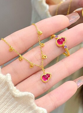 新款时尚新中式粉红色小葫芦颈项