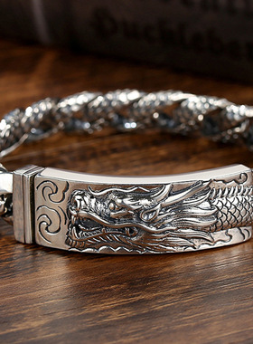 手工打造个性霸气复古龙头手链男