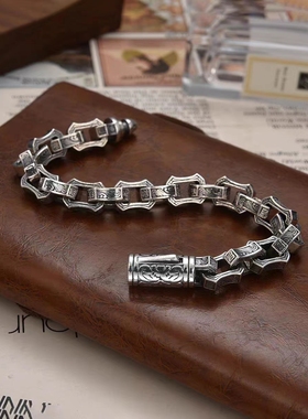 925镀银水波纹不规则镀银手链男