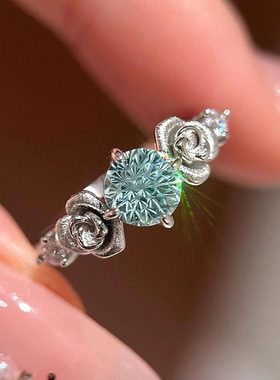 新款时尚百搭单钻立体玫瑰拉丝精