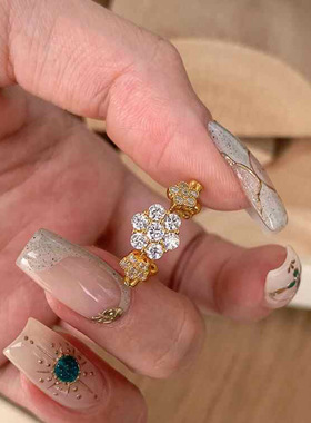 精致超闪排钻五花朵戒指女轻奢小众设计感食指戒