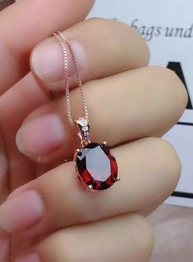 新款简约气质百搭锁骨项链红色锆