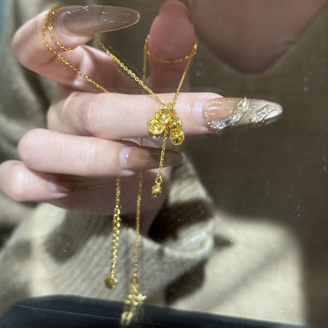 【好事花生】金色花生吊坠项链个